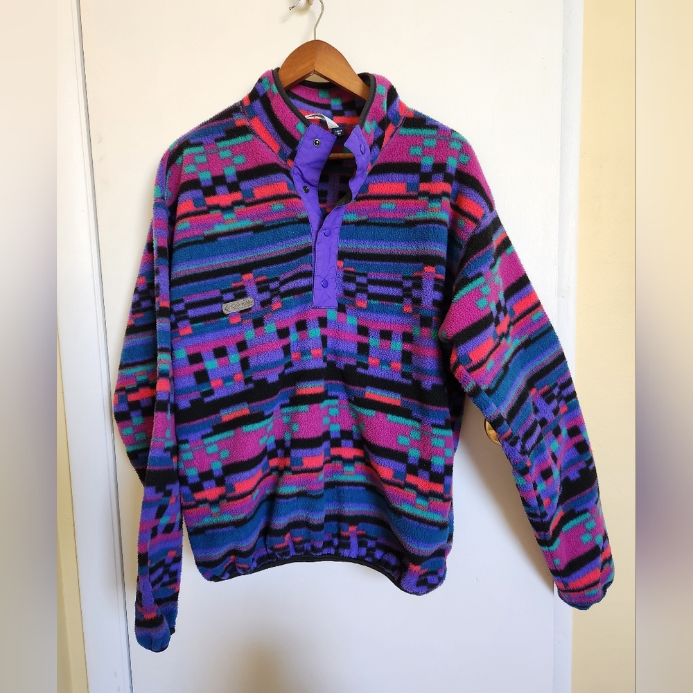 Colorful Patterned Pullover Sweater - image 1